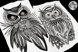 owl and the moon tattoo idea