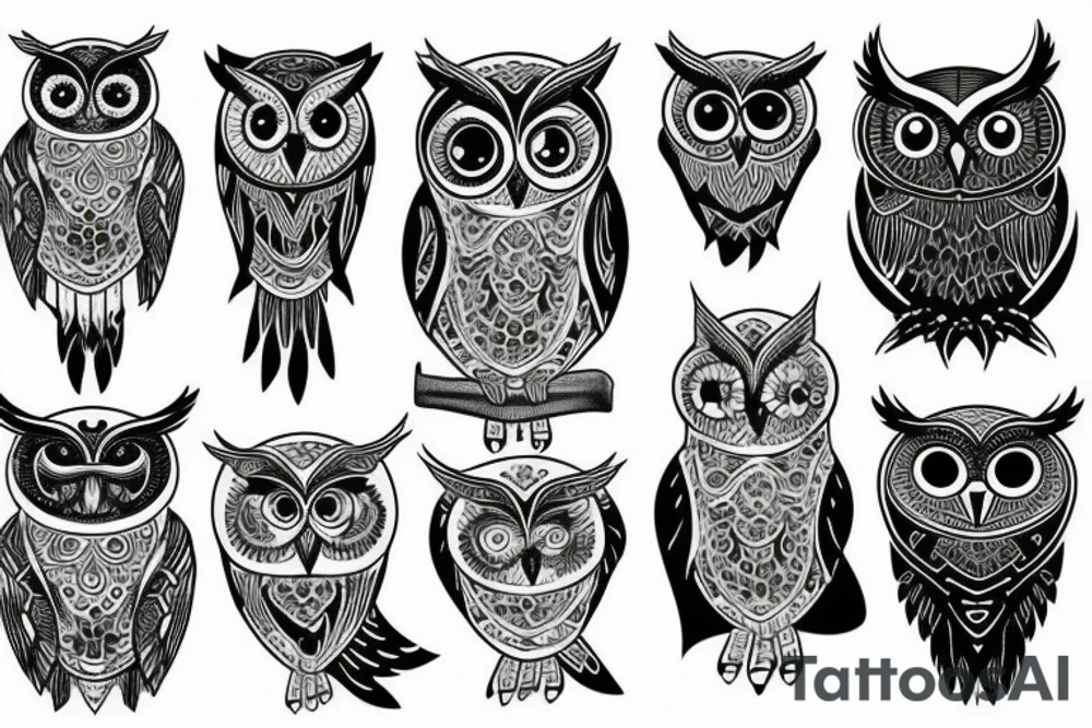 owl and the moon tattoo idea