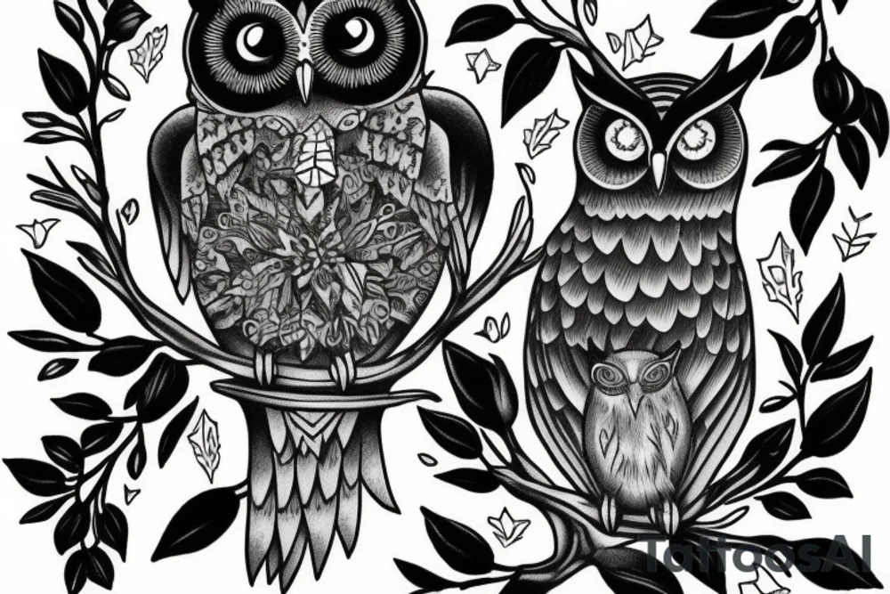 owl sitting in a tree tattoo idea