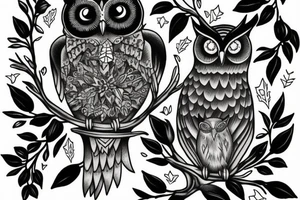 owl sitting in a tree tattoo idea