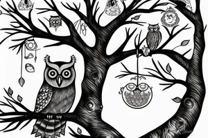 owl sitting in a tree tattoo idea