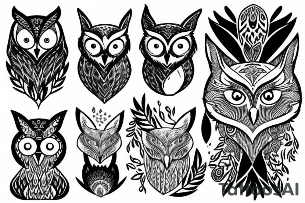 owl and fox tattoo idea