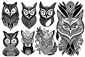 owl and fox tattoo idea