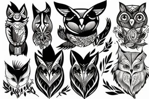 owl and fox tattoo idea