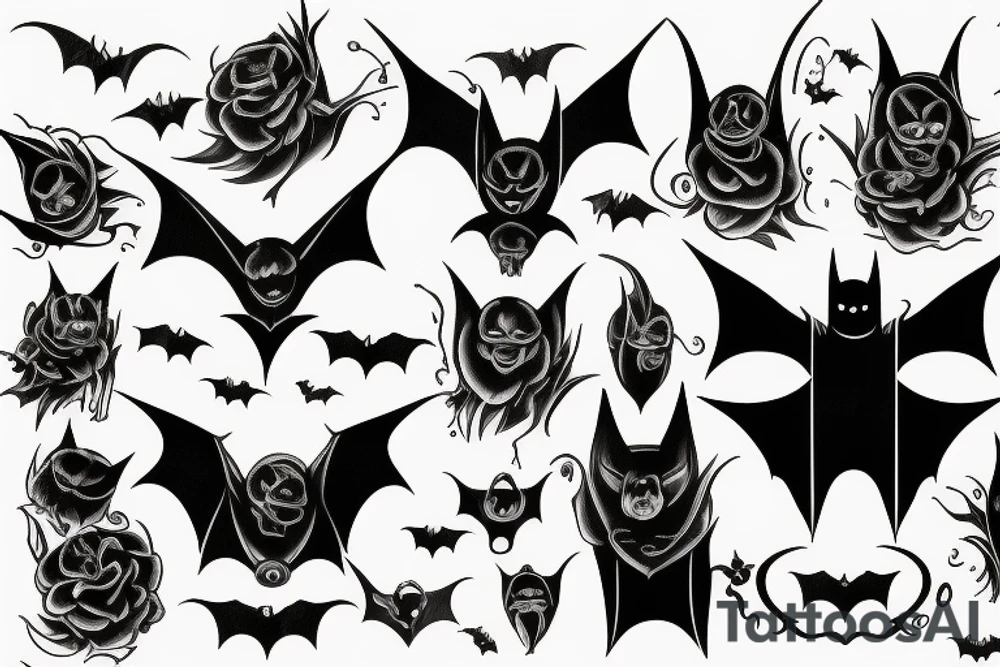 black bat tattoo idea