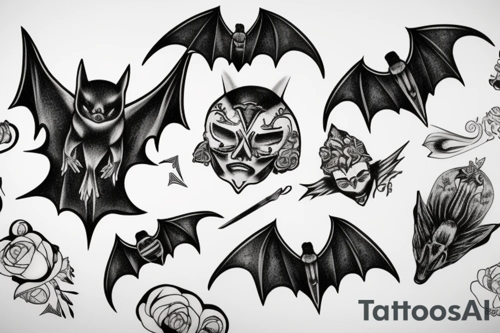 black bat tattoo idea