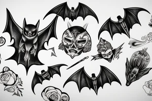 black bat tattoo idea