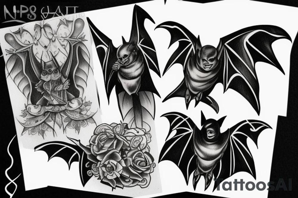 black bat tattoo idea