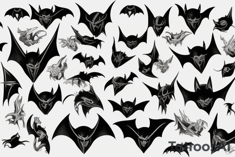 black bat tattoo idea