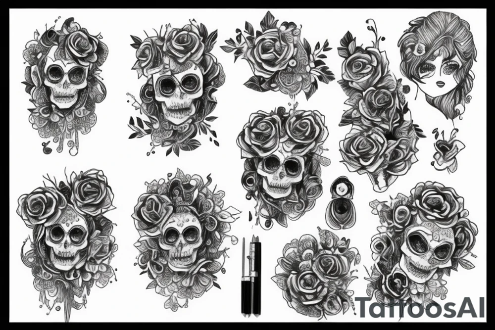 skelet girl tattoo idea