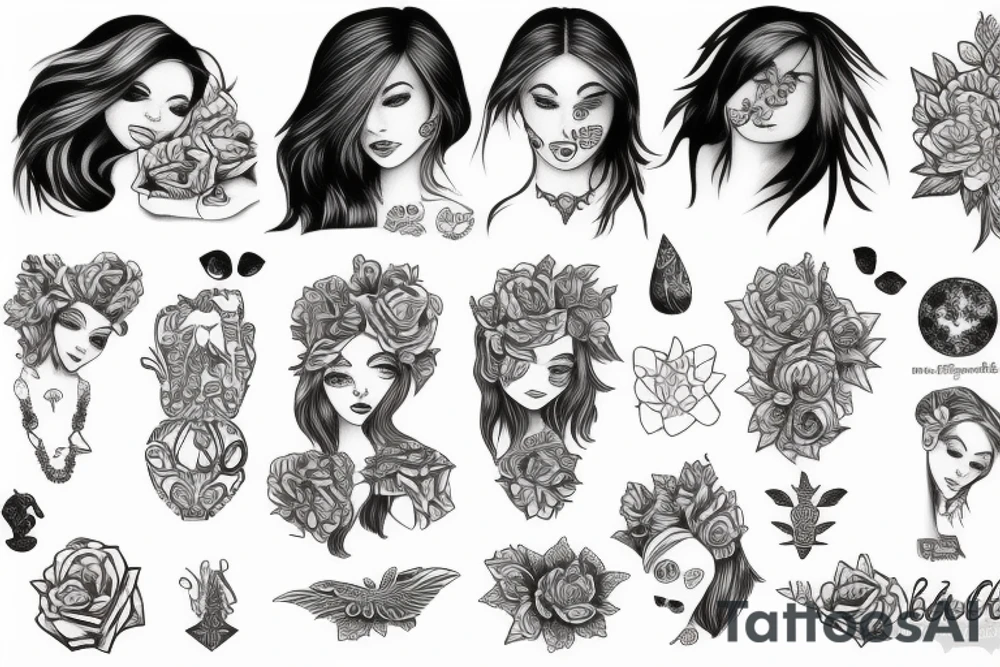 skelet girl tattoo idea