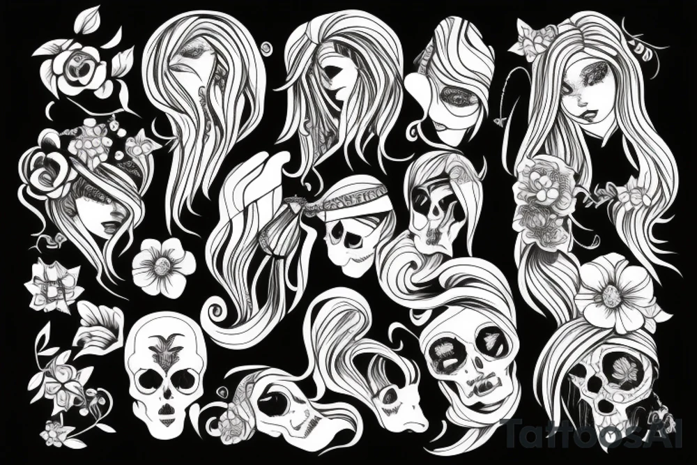 skelet girl tattoo idea