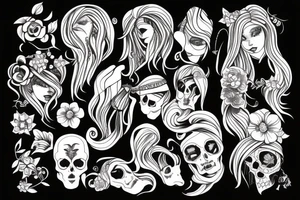 skelet girl tattoo idea