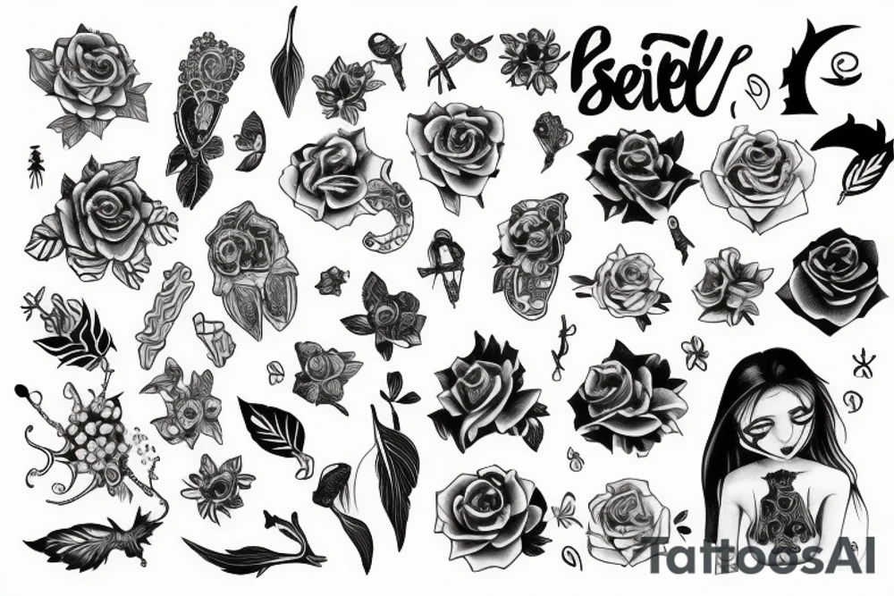 skelet girl tattoo idea