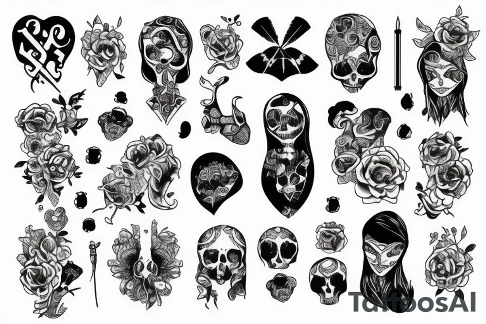 skelet girl tattoo idea