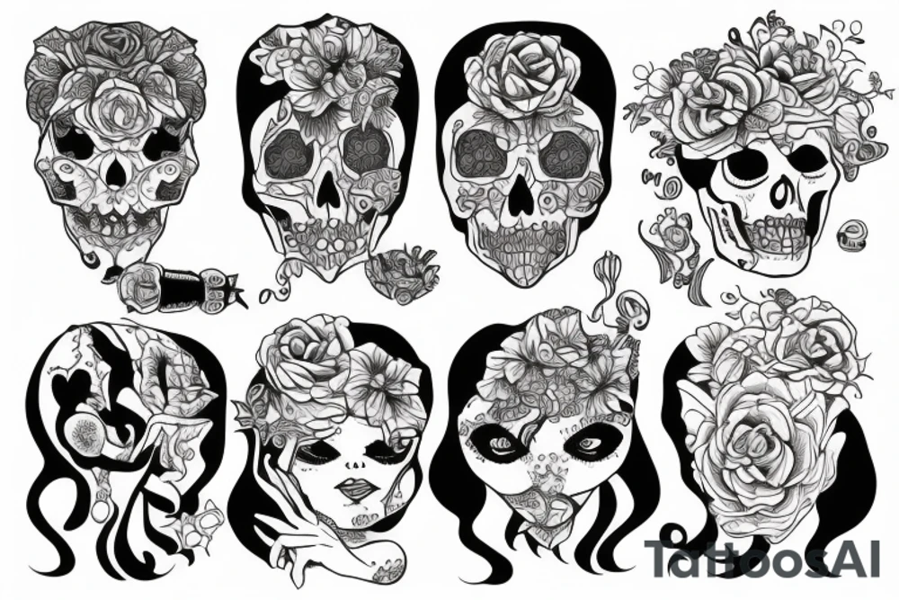skelet girl tattoo idea