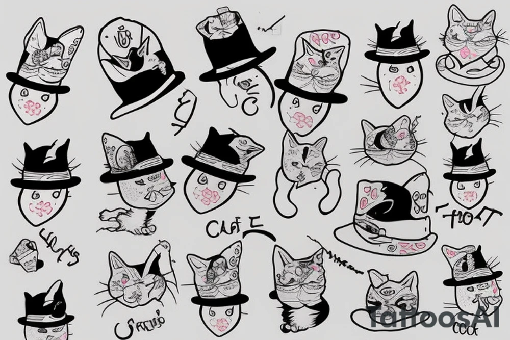 cat in a hat and stockings tattoo idea