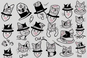 cat in a hat and stockings tattoo idea