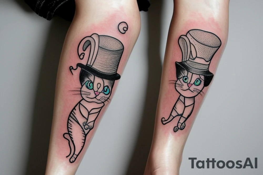 cat in a hat and stockings tattoo idea