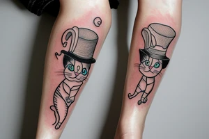 cat in a hat and stockings tattoo idea