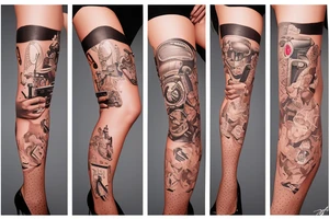 girl in a stockings with gun tattoo idea