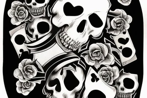 skull holding playing card tattoo idea