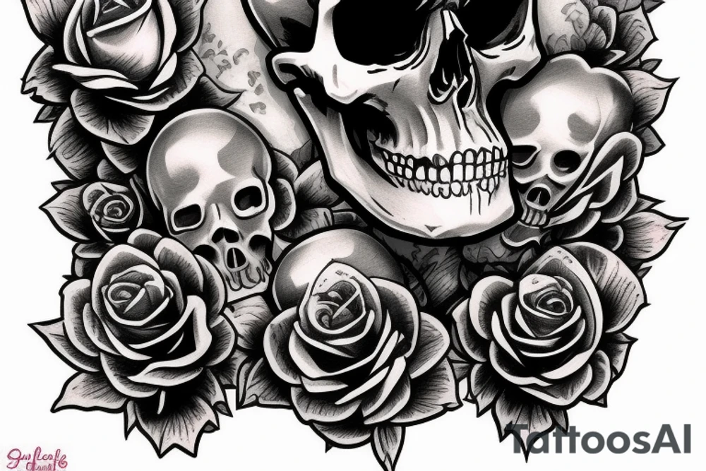 skull holding playing card tattoo idea
