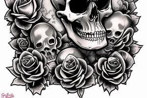 skull holding playing card tattoo idea