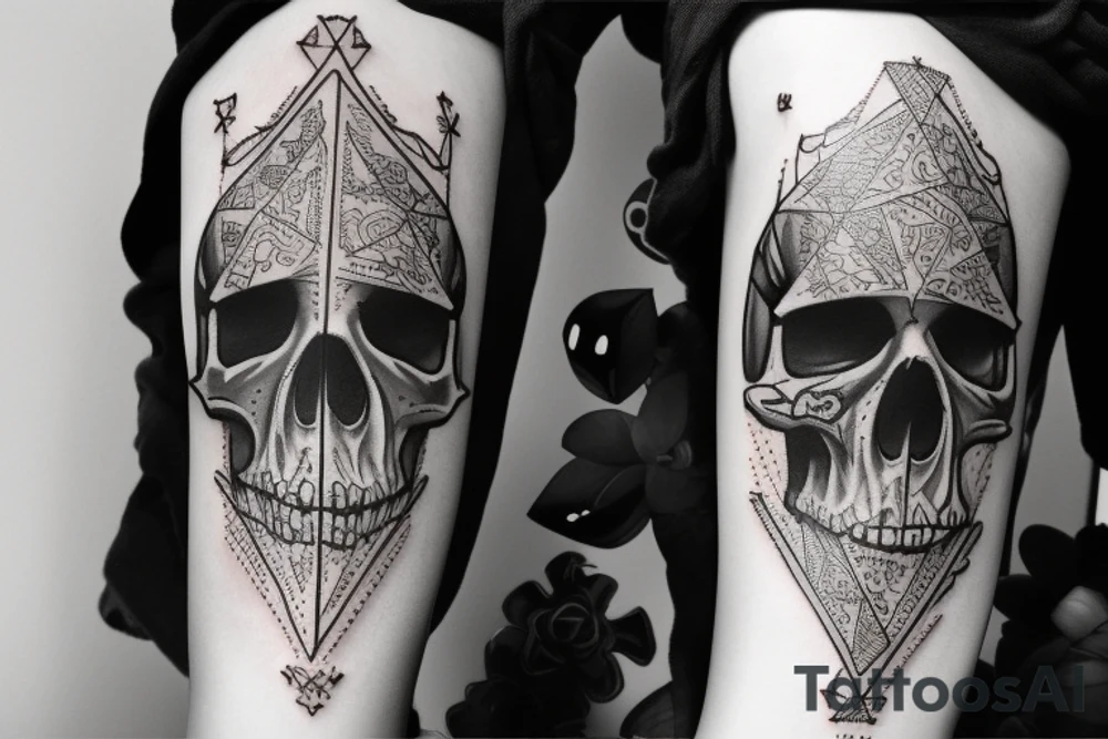 skull holding playing card tattoo idea