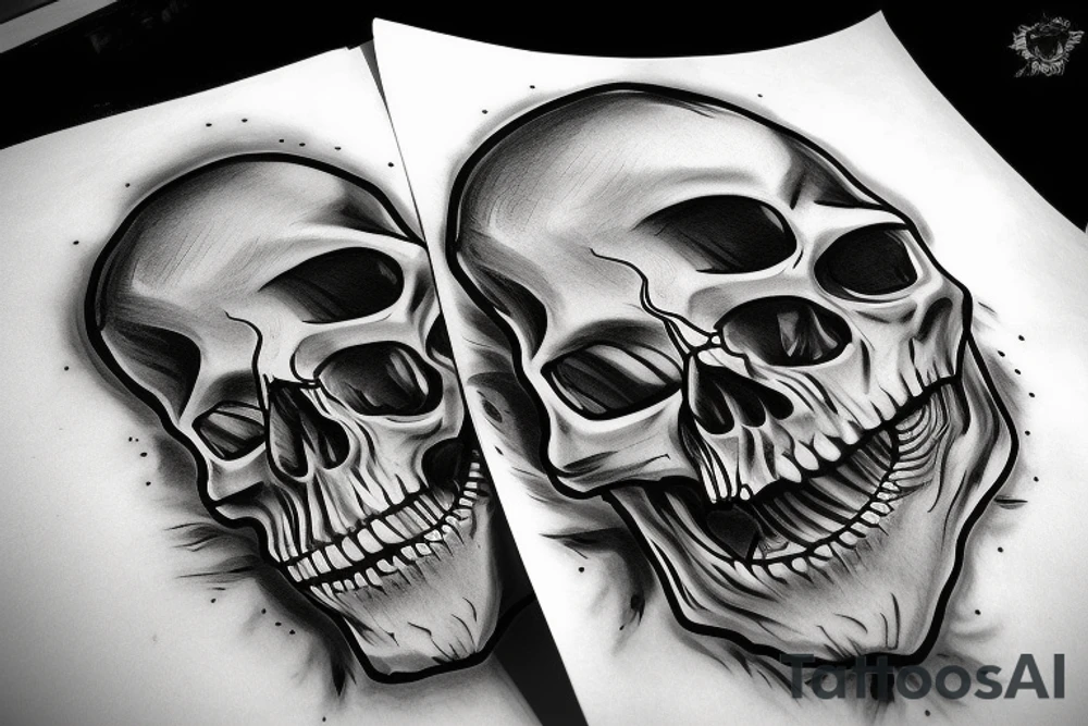 realistic skull, add hands tattoo idea
