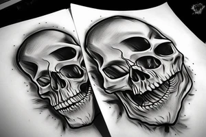 realistic skull, add hands tattoo idea