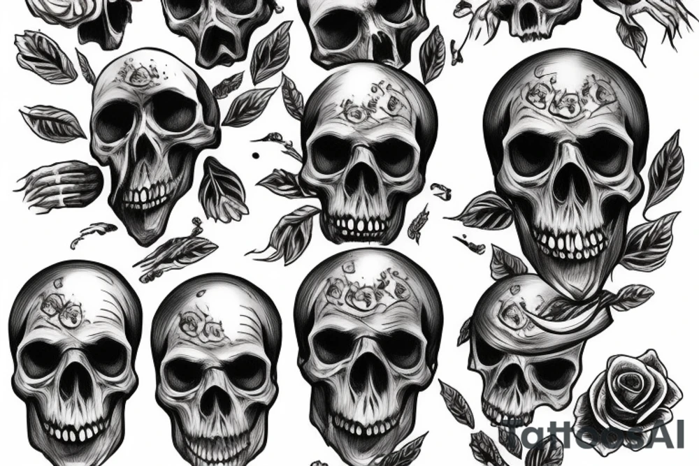 realistic skull with hands tattoo idea