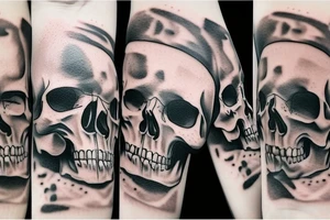 realistic skull with hands tattoo idea