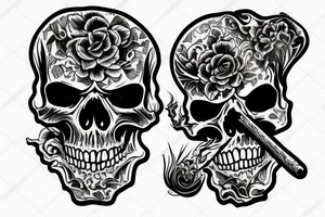 skull with smoke tattoo idea