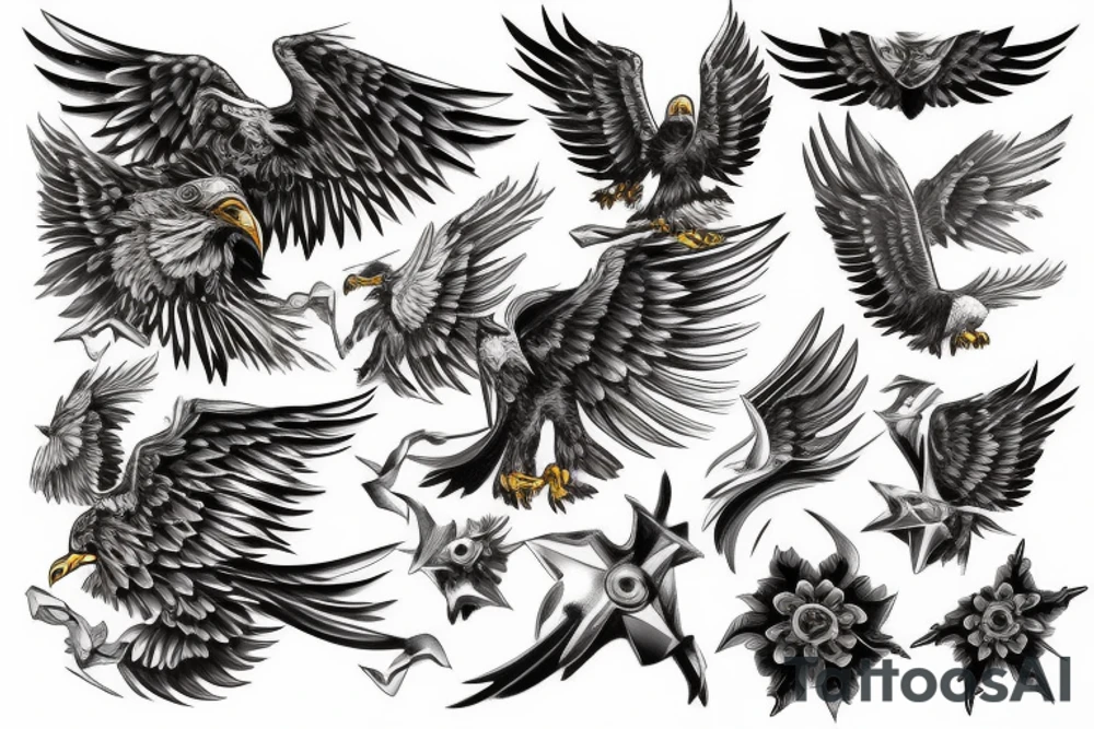 Metal eagle tattoo idea