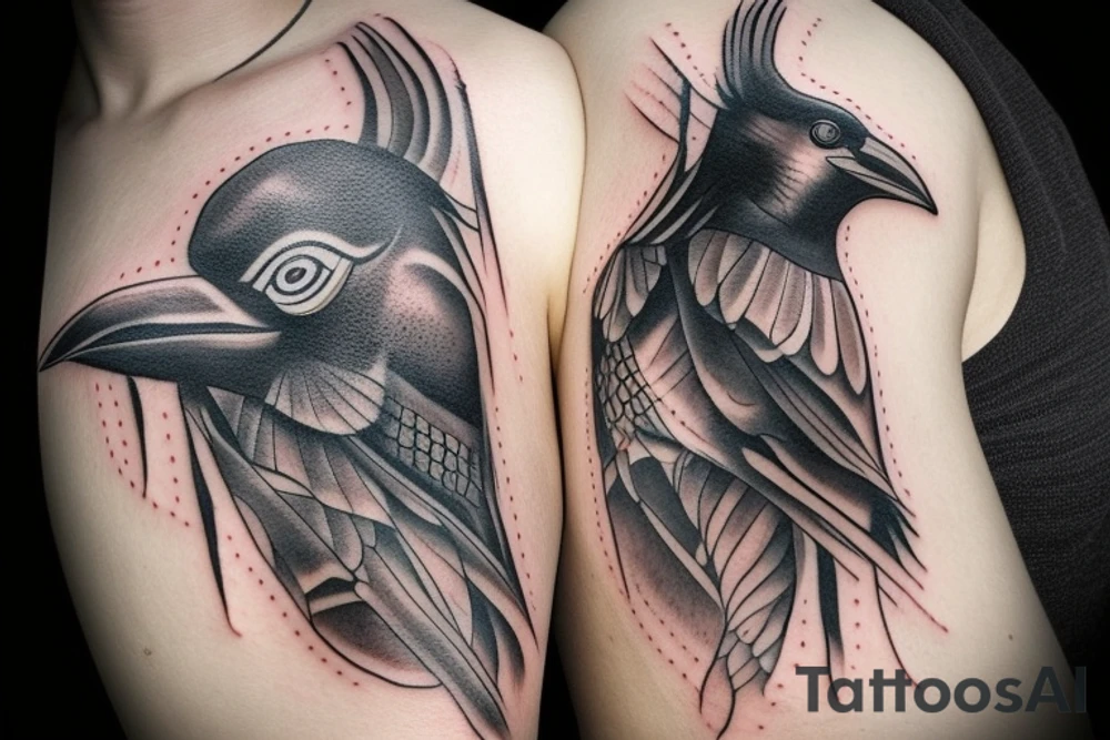 Screeching crow tattoo idea