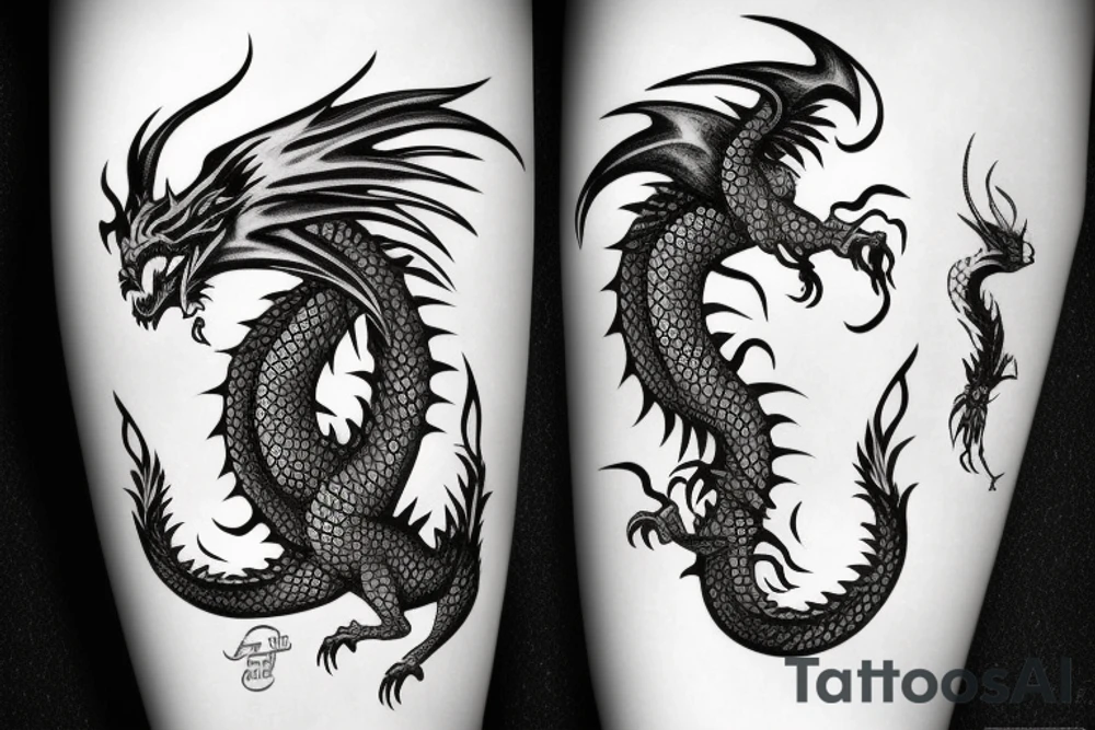 Fierce woman with a dragon tattoo idea