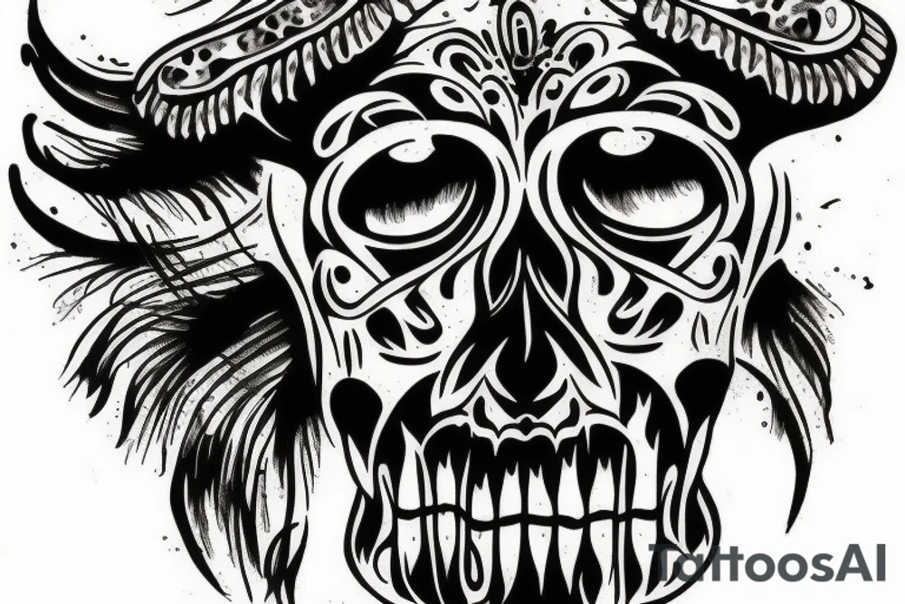 Buffalo skull tattoo idea