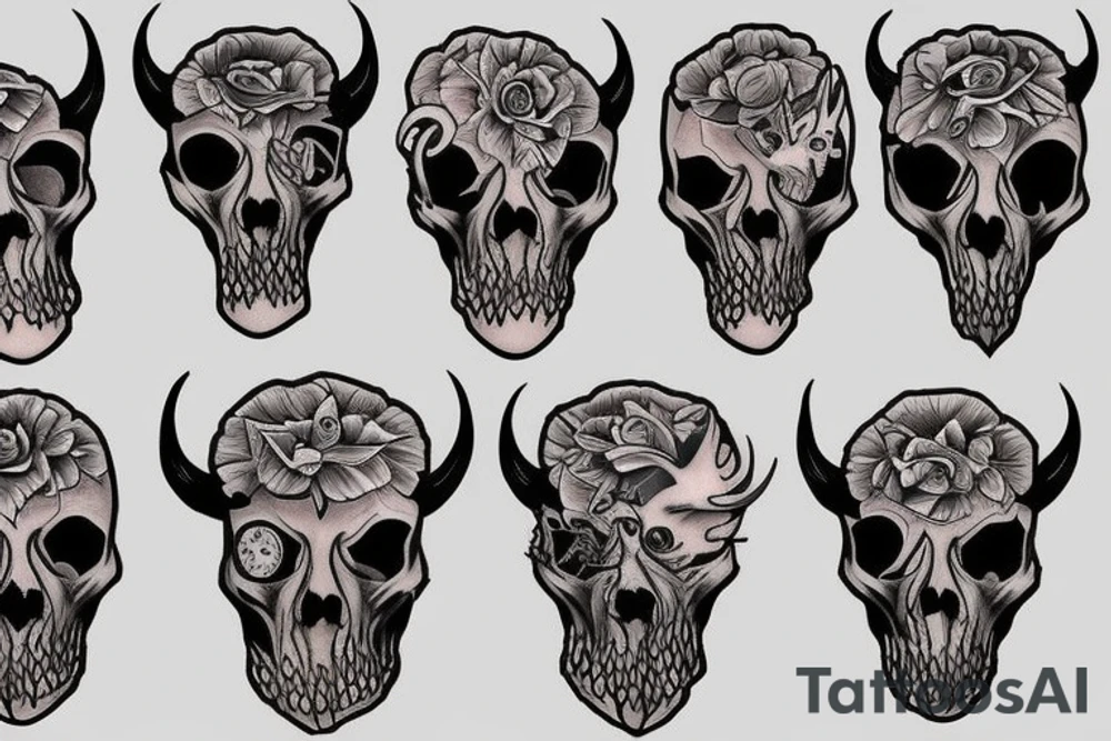 Buffalo skull tattoo idea