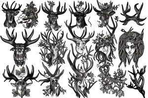 Green man, pagan, Celtic, antlers, roots, tattoo idea