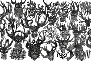 Green man, pagan, Celtic, antlers, roots, tattoo idea