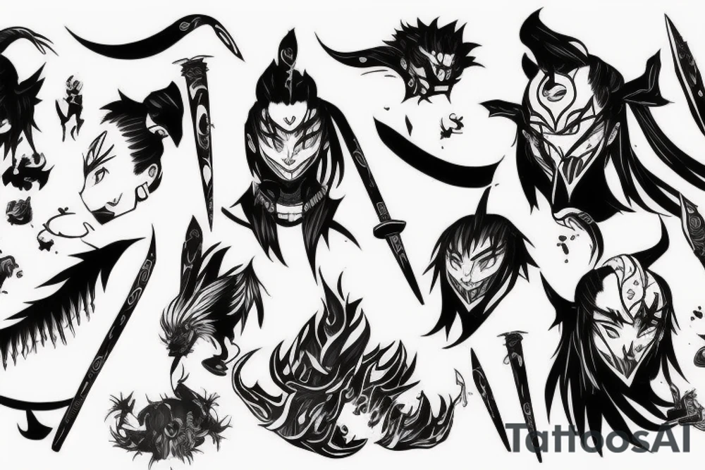 Tanjiro from Demon Slayer when he unlocks his slayer mark tattoo idea