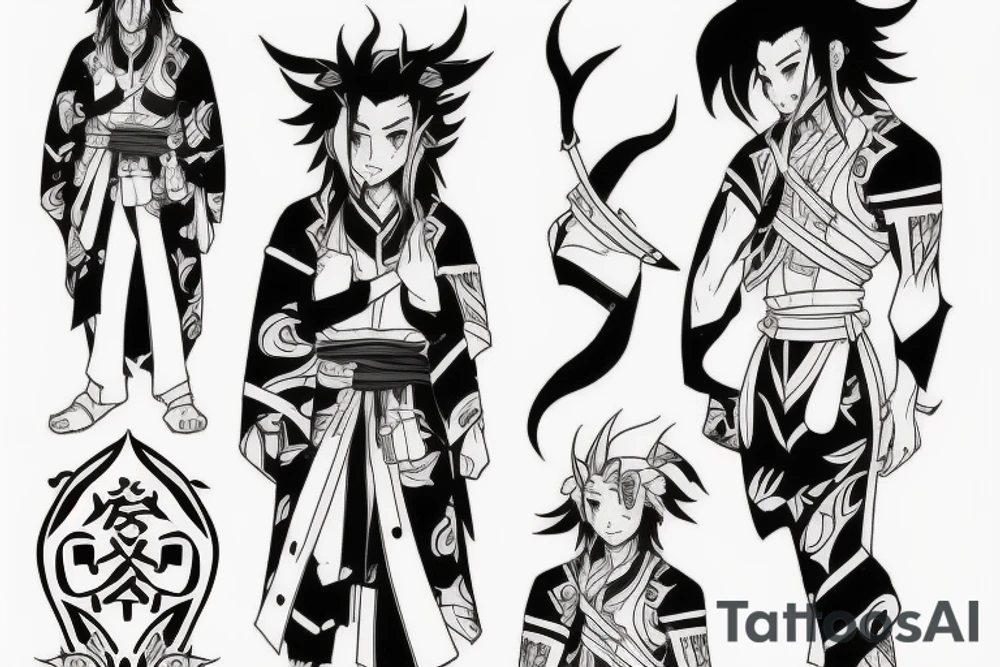 Tanjiro from Demon Slayer when he unlocks his slayer mark tattoo idea