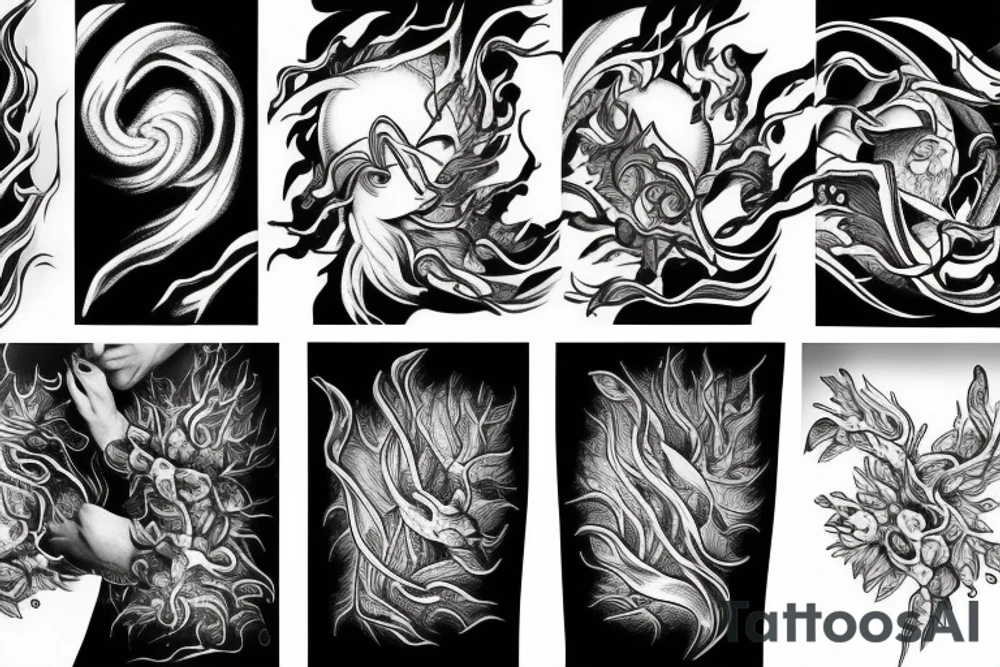 sunfire and lightning mixed together tattoo idea