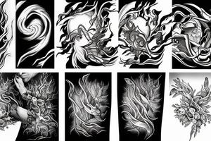 sunfire and lightning mixed together tattoo idea