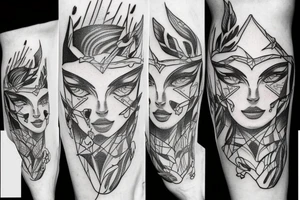 sunfire and lightning mixed together tattoo idea