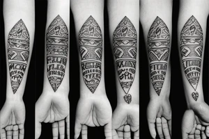 tattoo with “familia” writing on forearm tattoo idea