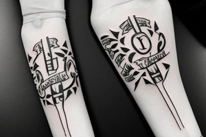 tattoo with “familia” writing on forearm tattoo idea