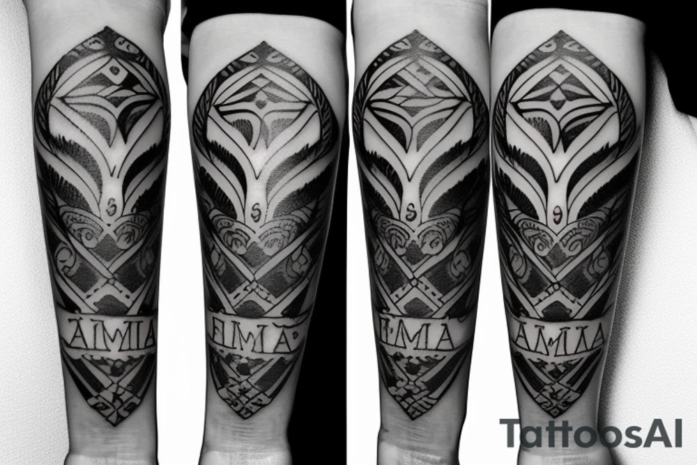 tattoo with “familia” writing on forearm tattoo idea