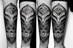 tattoo with “familia” writing on forearm tattoo idea
